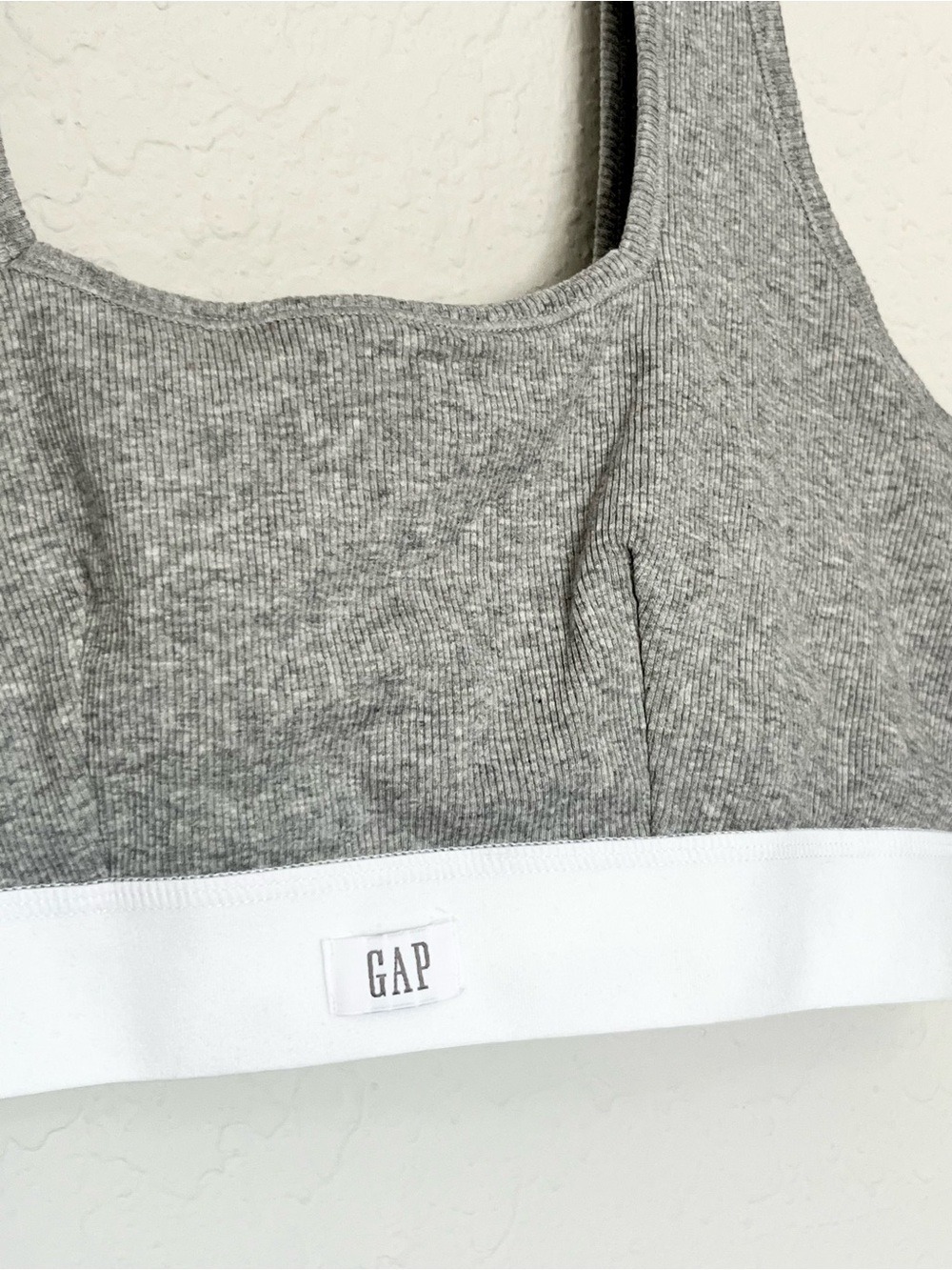 GapBody Cotton Rib Bralette Gray White Logo Band NEW Size Large Clean Girl - Picture 5 of 6